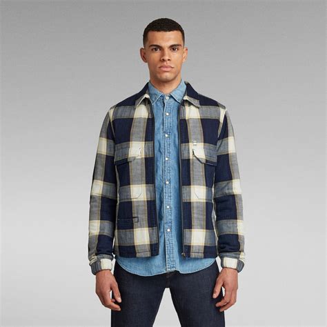 Check Wool Overshirt in Indigo 